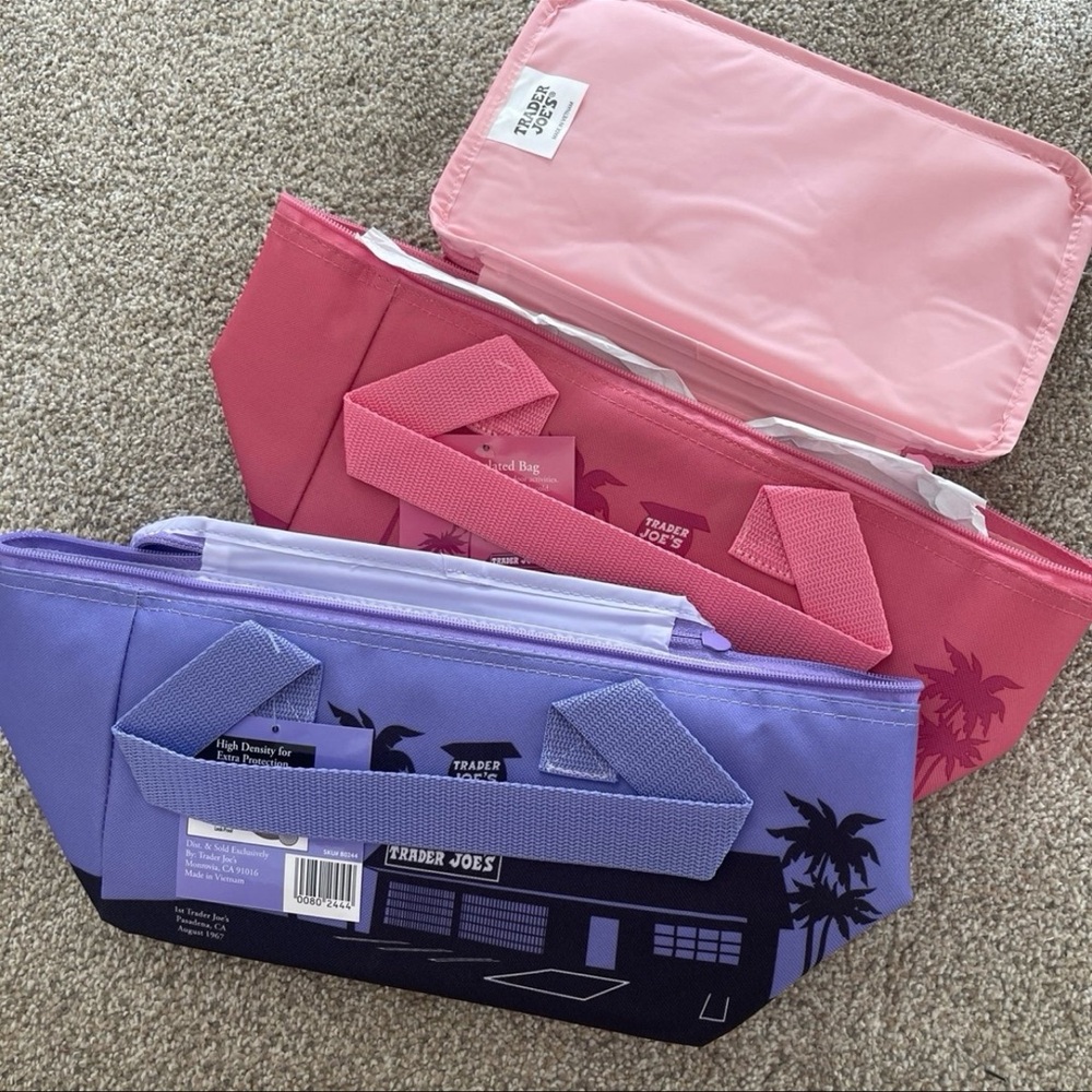 Trader Joe's Mini Tote Bags - Pink and Purple Set